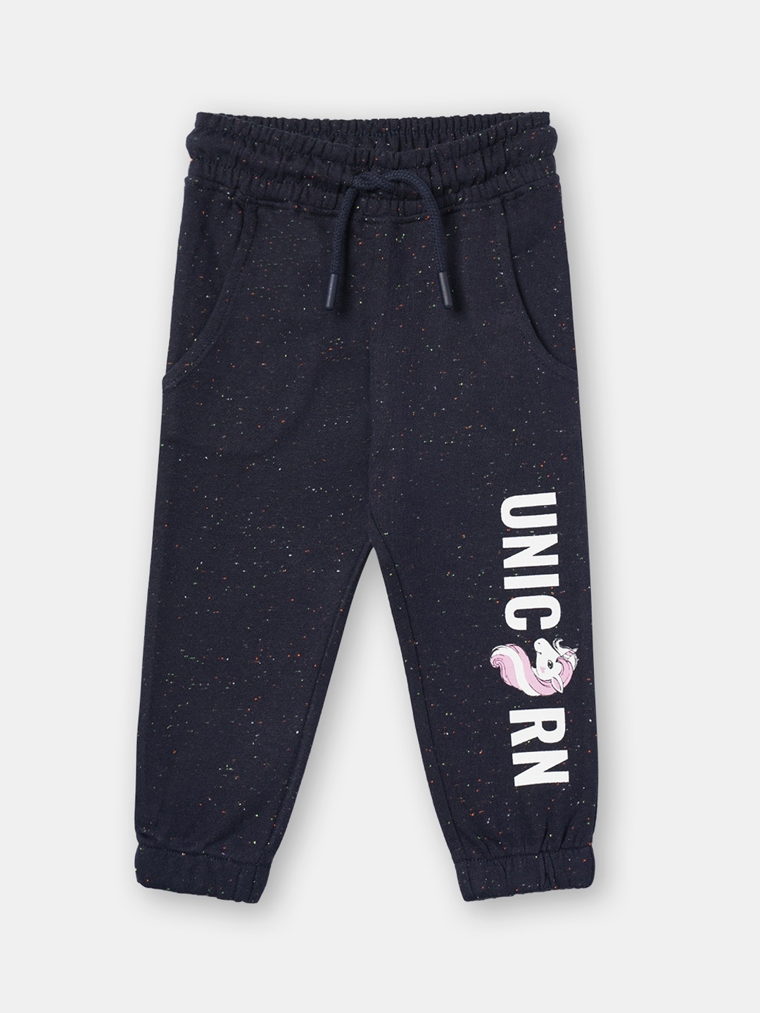 

R&B Girls Blue Typography Printed Cotton Joggers