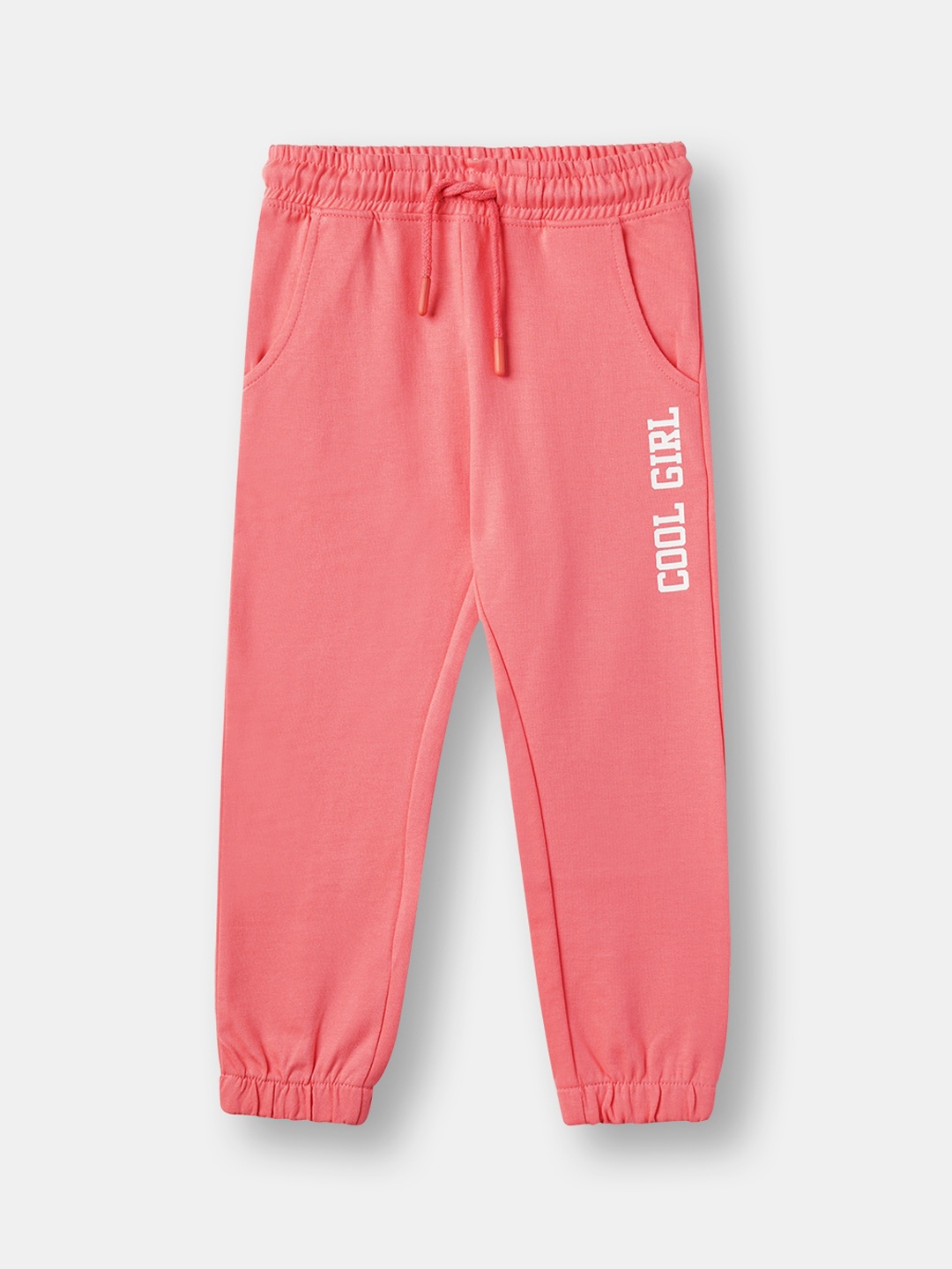 

R&B Girls Peach Coloured Solid Cotton Joggers
