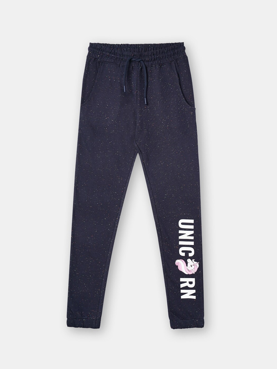 

R&B Girls Blue Typography Printed Cotton Joggers