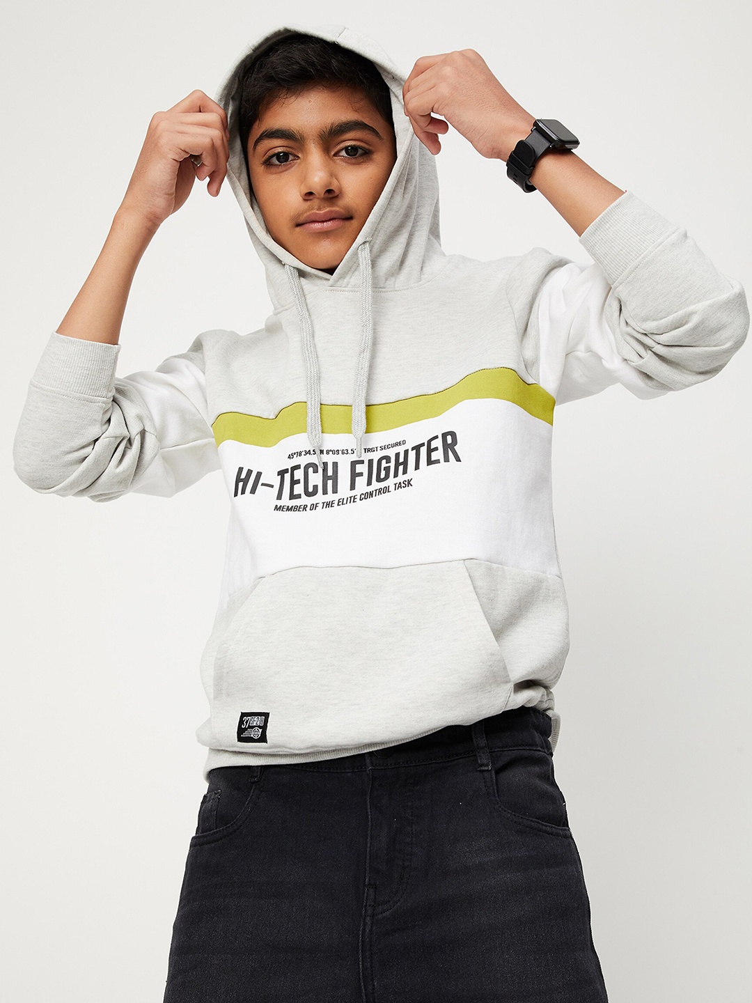 

max Boys Grey Printed Cotton Sweatshirt