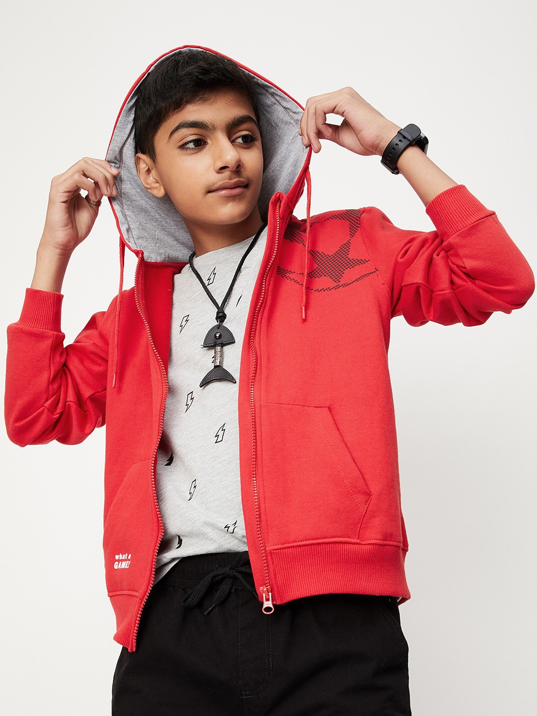 

max Boys Red Hooded Sweatshirt