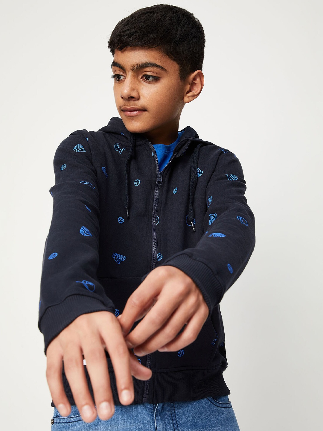 

max Boys Blue Printed Sweatshirt