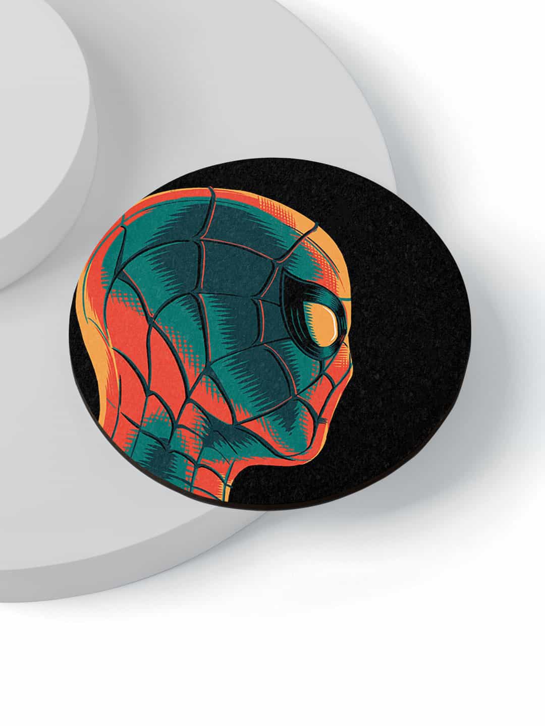 

macmerise Set Of 6 Black & Orange Coloured Spiderman Printed Circular Coasters