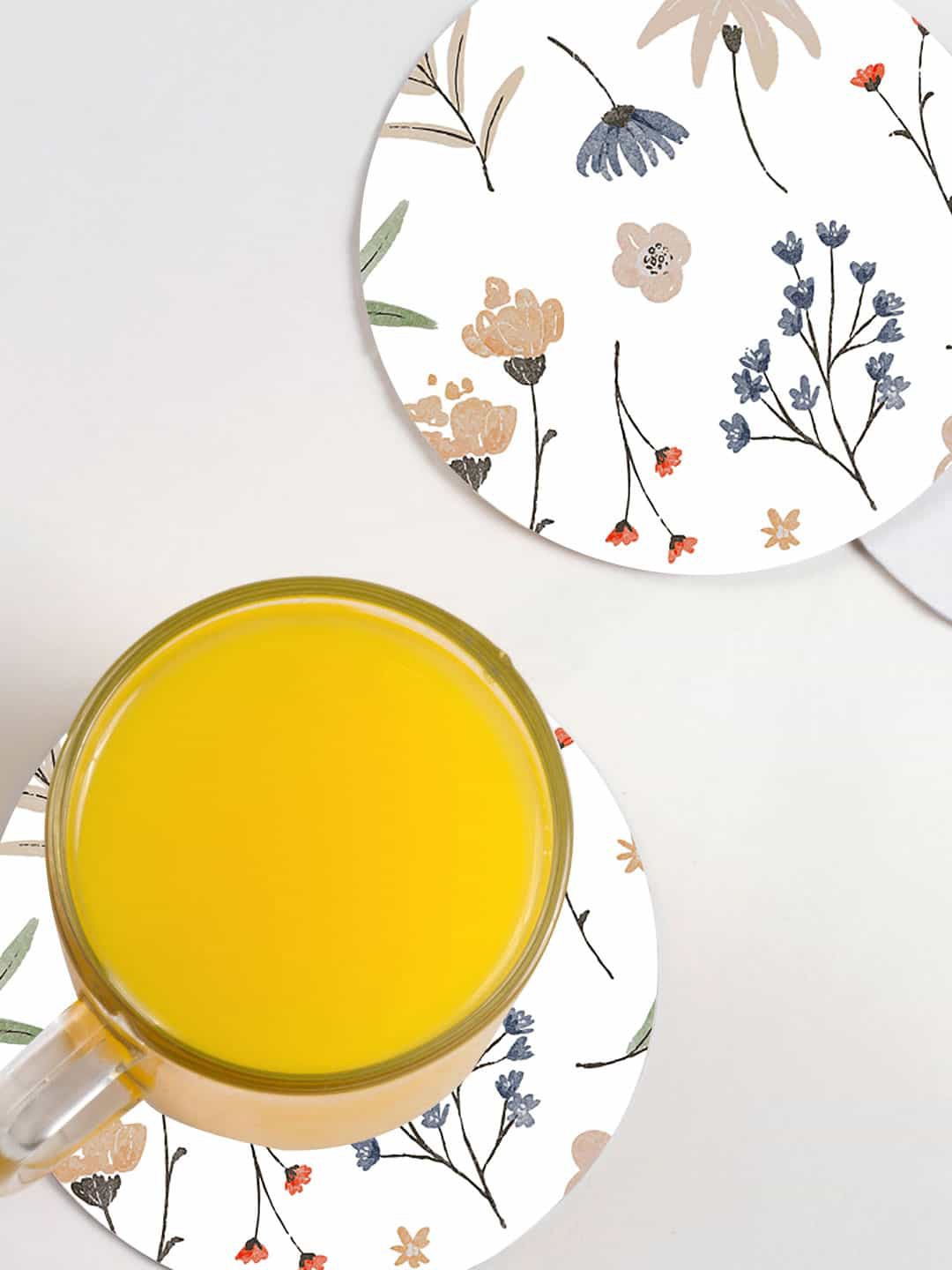 

macmerise Set of 6 White Printed Coasters