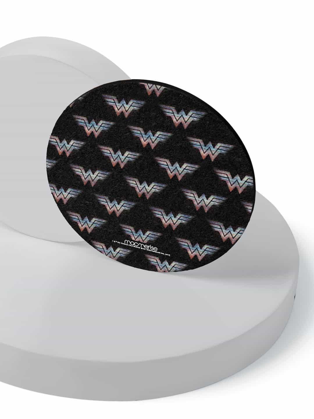 

macmerise Set Of 6 Black Printed Round Coasters