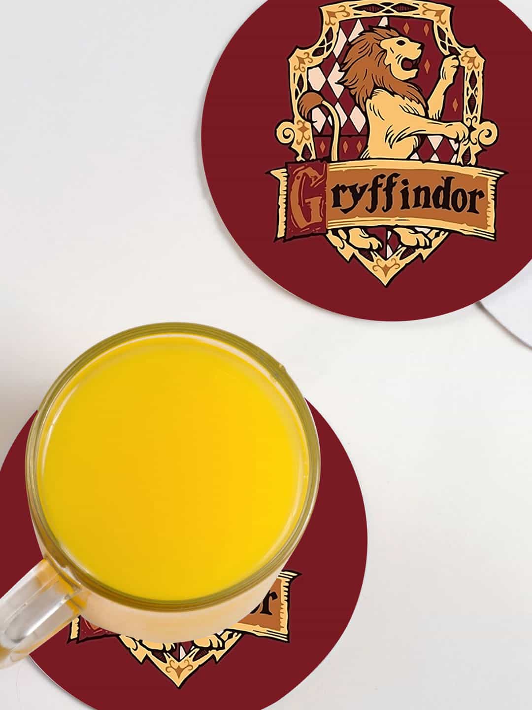 

macmerise Set Of 6 Gryffindor Designed Printed Coasters, Maroon