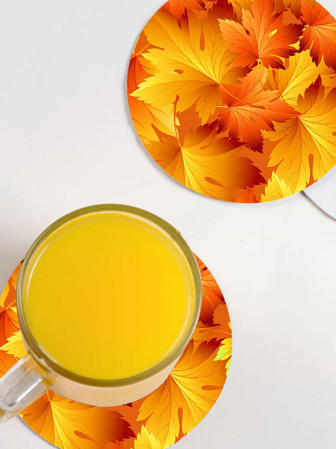 

macmerise Set of 6 Yellow Printed Circular Coasters