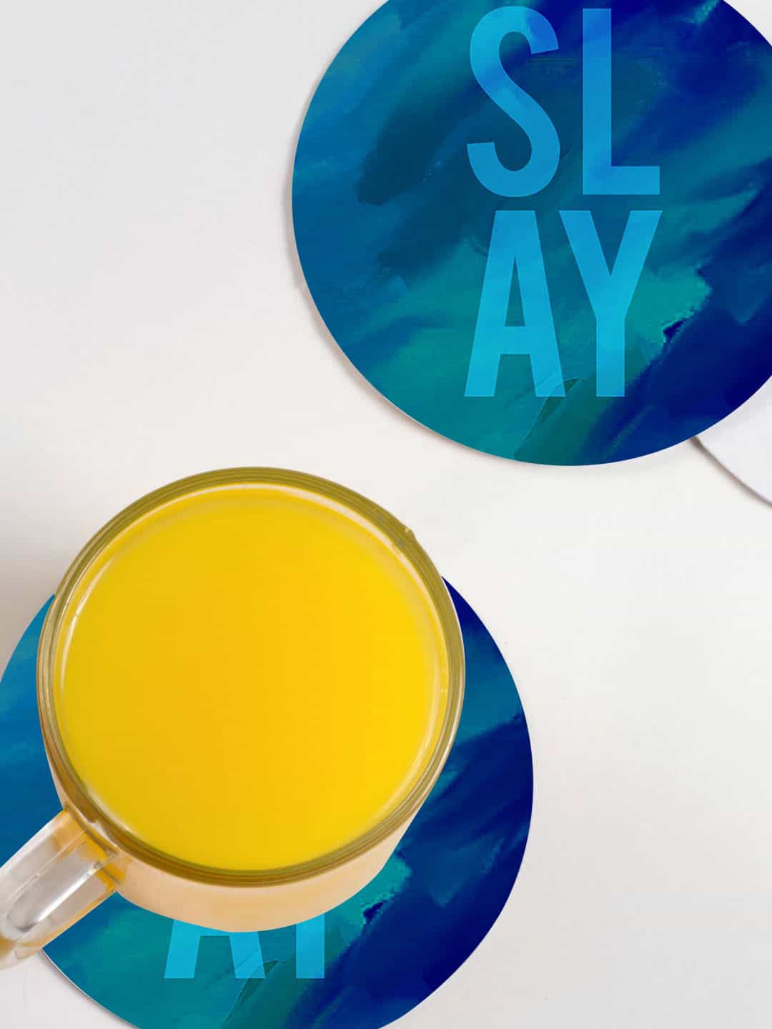 

macmerise Set Of 6 Blue Slay Printed Circular Coasters
