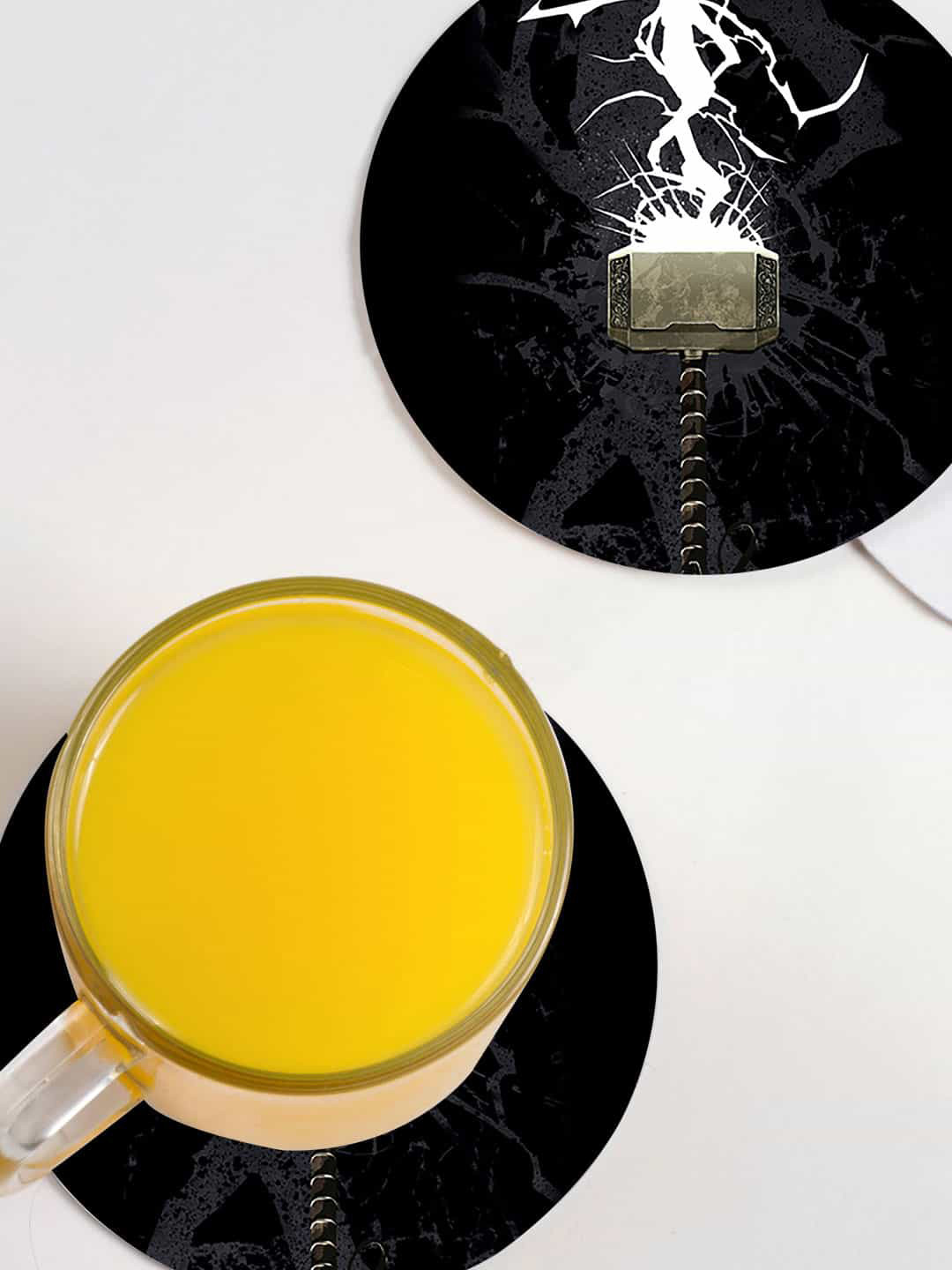 

macmerise Set Of 6 Black The Thunderous Hammer Designed Printed Coasters