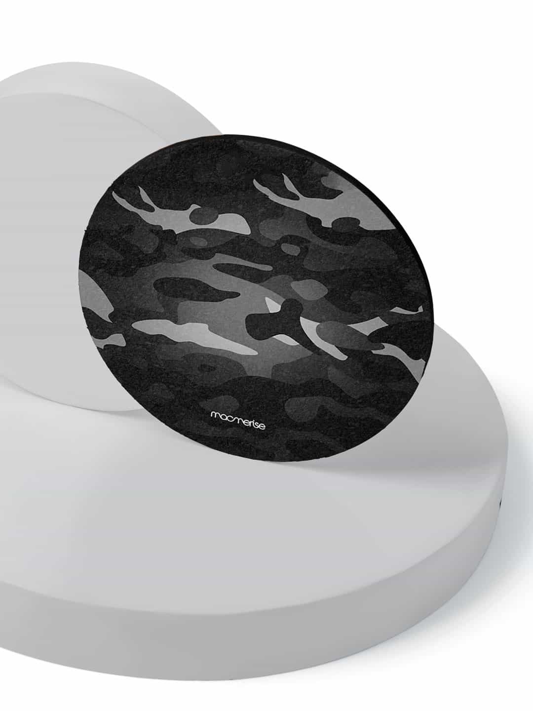 

macmerise Set Of 6 Grey Camo Printed Circular Coasters