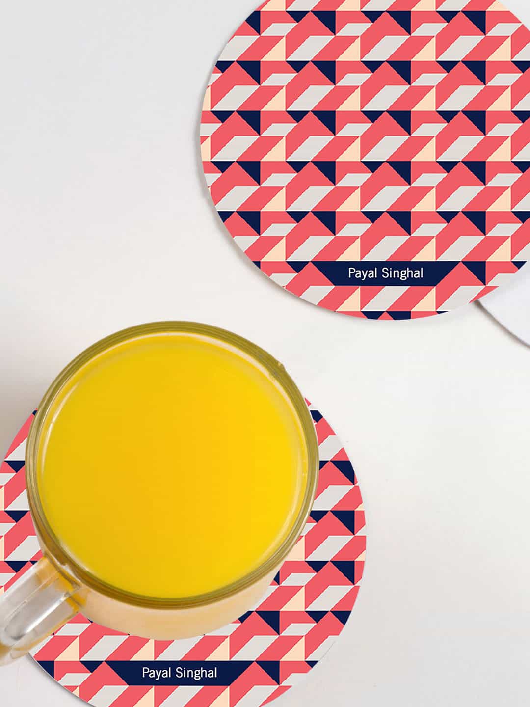

macmerise Pack Of 6 Coral Printed Circular Coasters