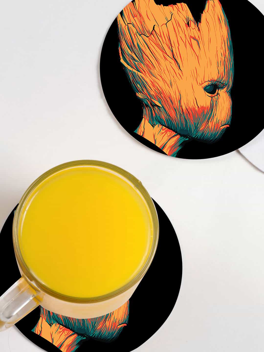 

macmerise Pack of 6 Black & Brown Printed Circular Coasters