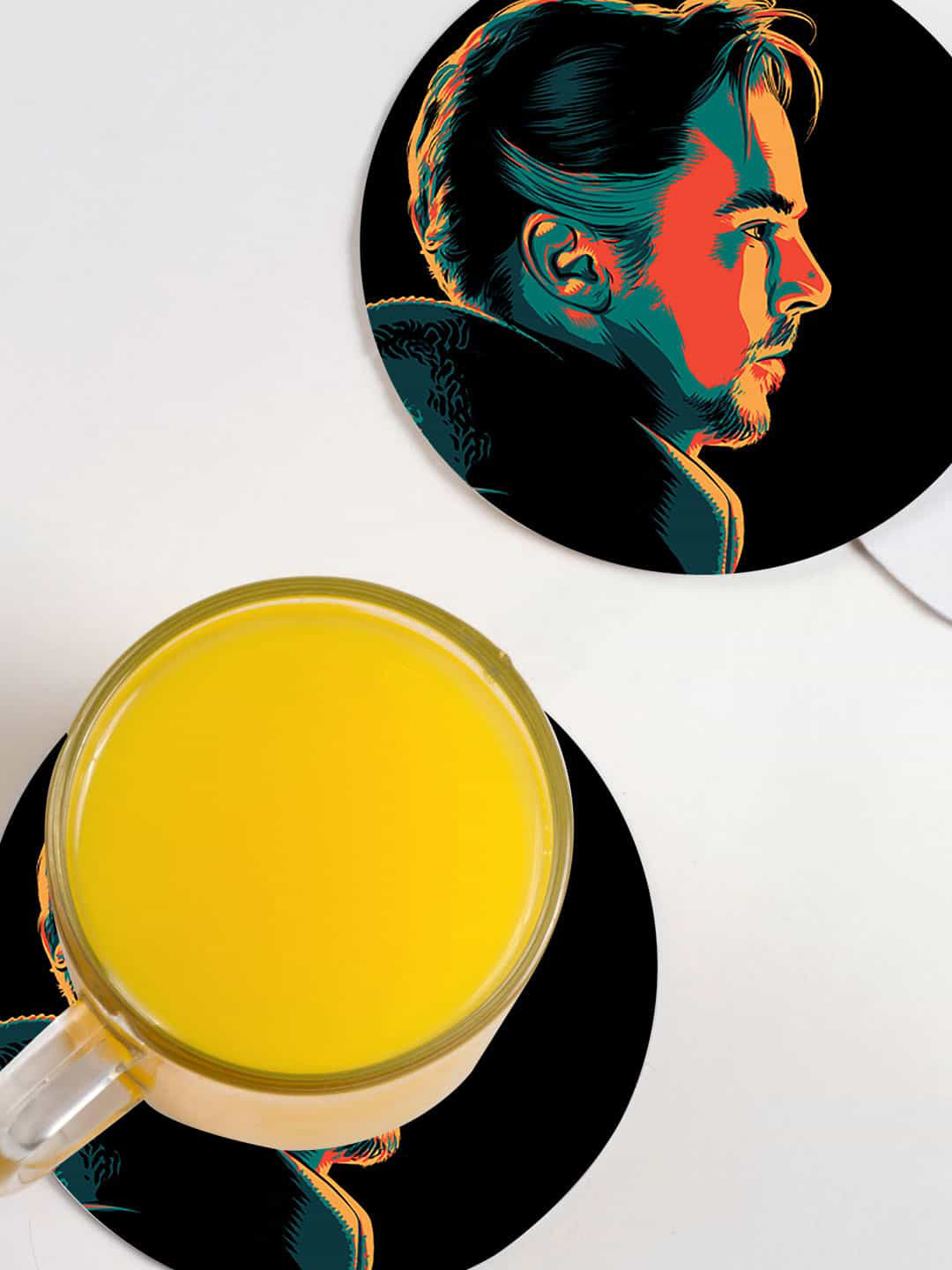 

macmerise Pack Of 6 Black Illuminated Doctor Strange Designed Printed Coasters