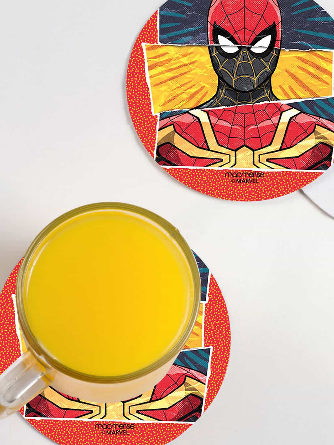 

macmerise Pack Of 6 Red & Blue Spiderman Engage Designed Circular Coasters