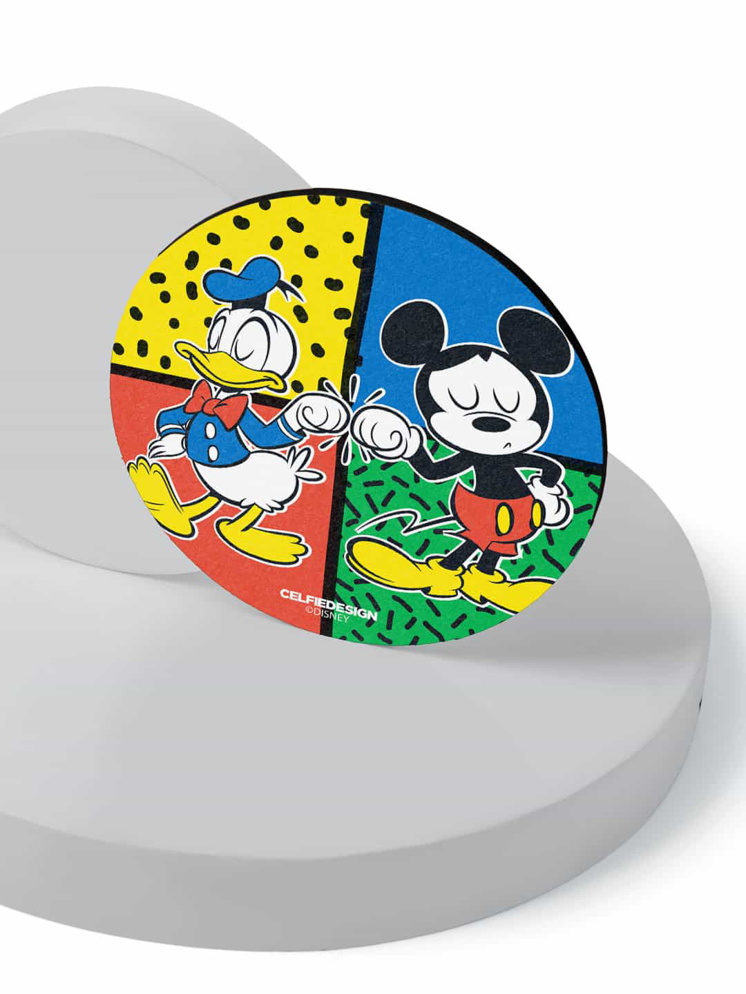 

macmerise Pack Of 6 Blue & Green Disney Fist Bump Designed Circular Coasters