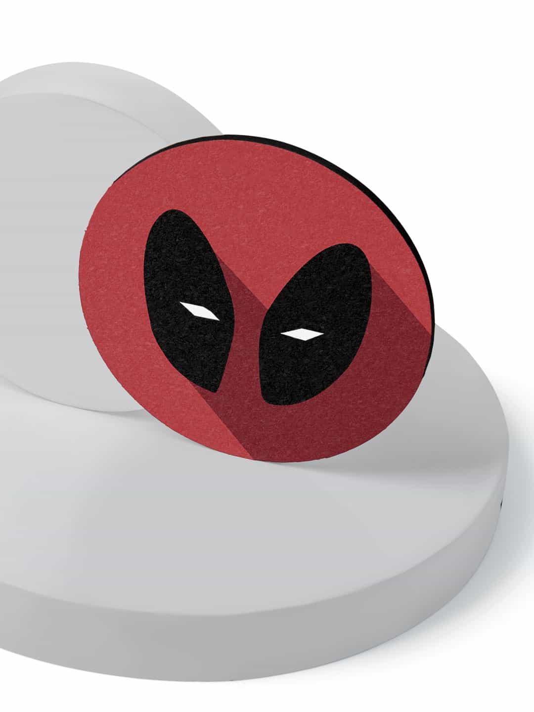 

macmerise Pack Of 6 Black & Red Minimalistic Deadpool Printed Circular Coasters