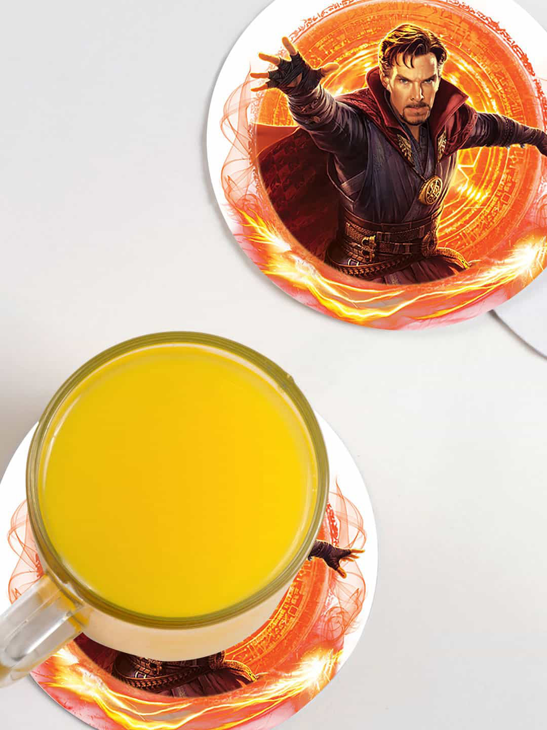 

macmerise Pack of 6 Maroon Doctor Strange Printed Circular Coasters