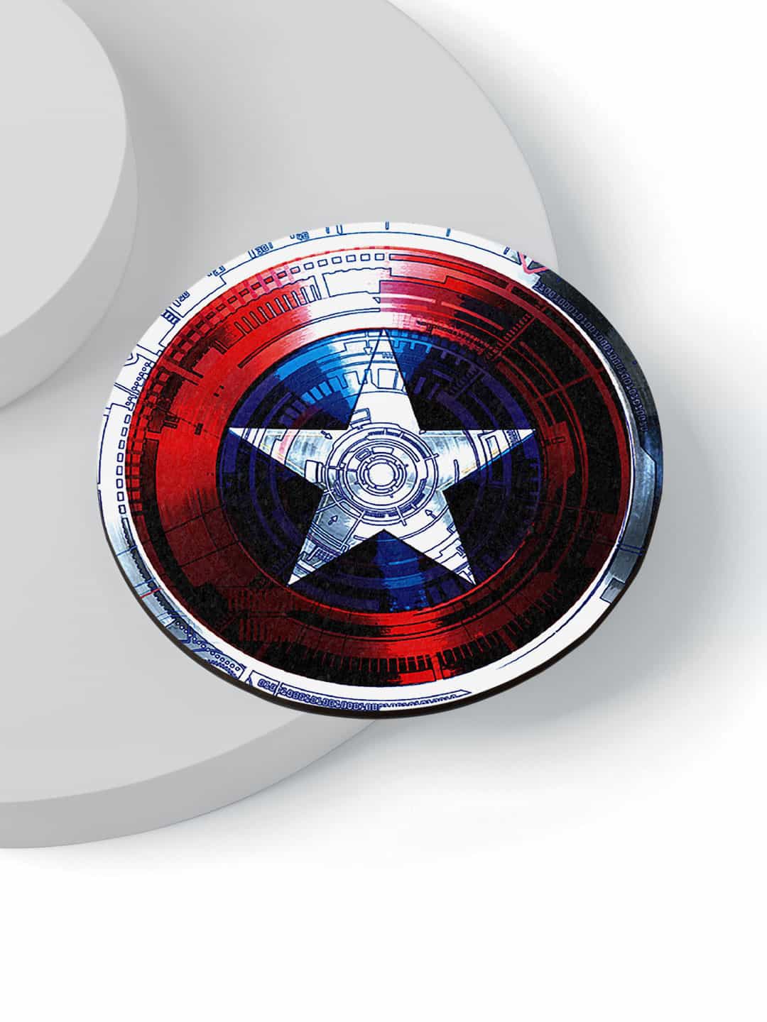 

macmerise Pack Of 6 White & Red Captains Shield Decoded Designed Printed Coasters