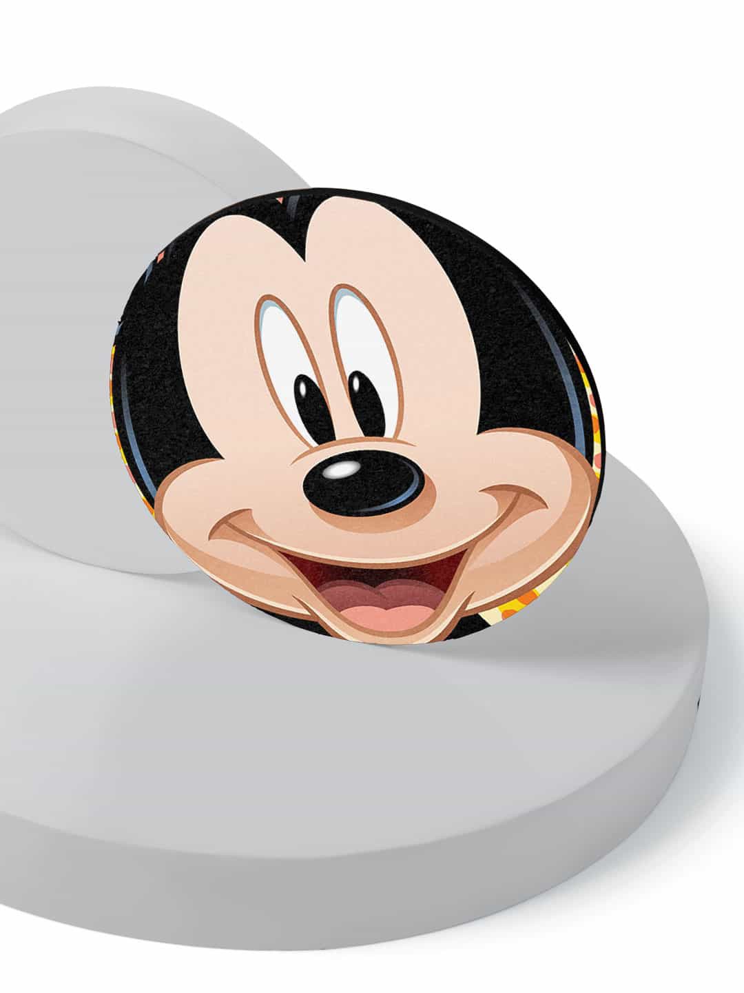 

macmerise Pack Of 6 Black & Beige Zoom Up Mickey Printed Circular Coasters