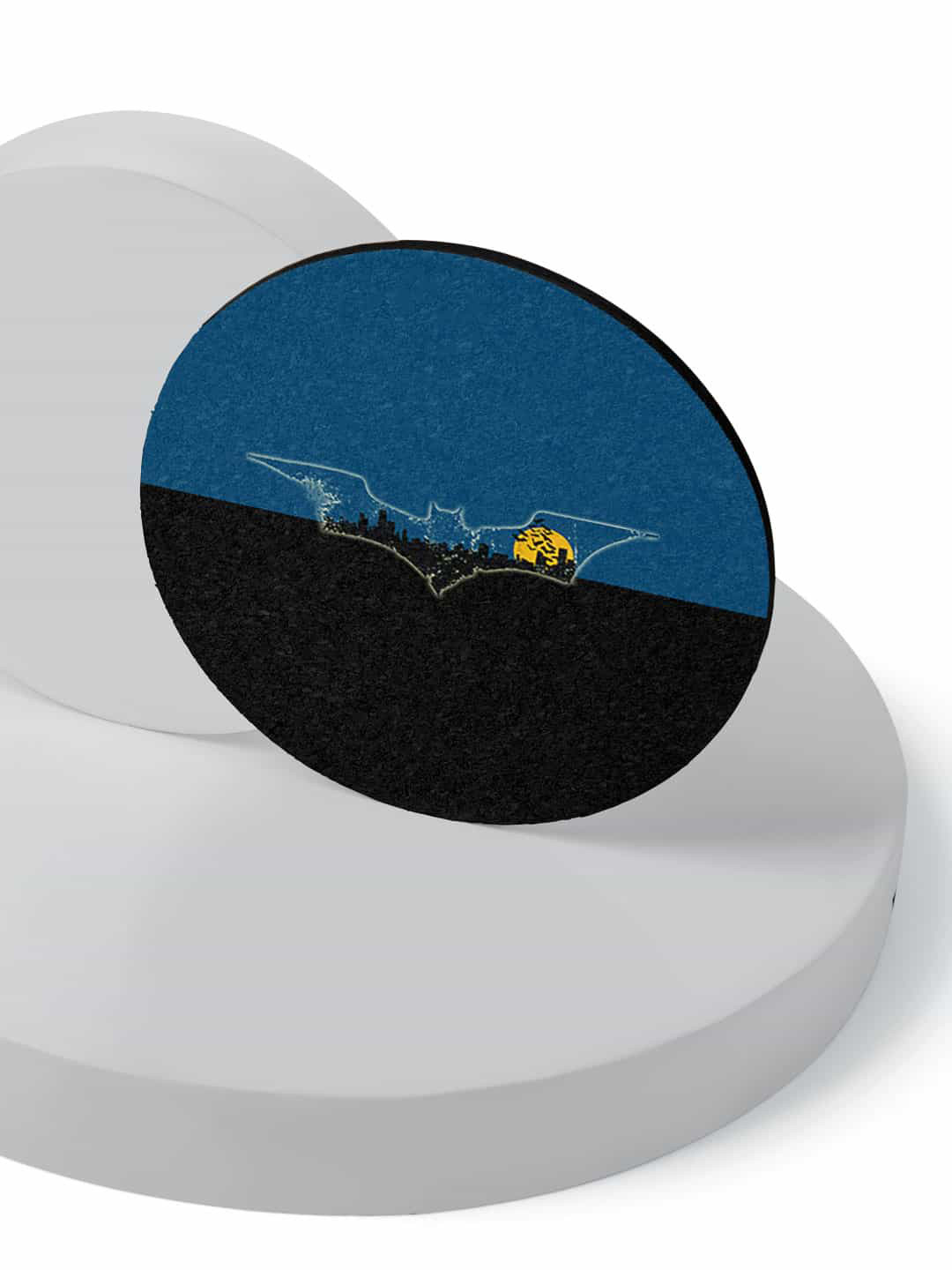 

macmerise Pack of 6 Blue & Black Printed Circular Coasters