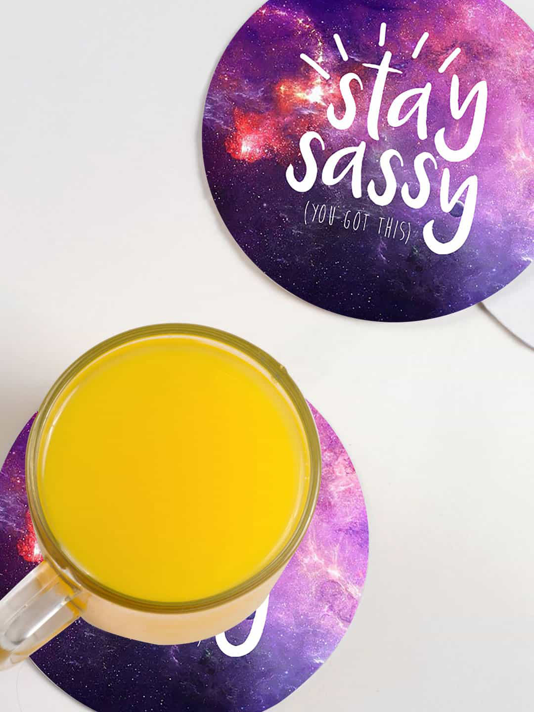 

macmerise Pack Of 6 Purple Stay Sassy Printed Circular Coasters