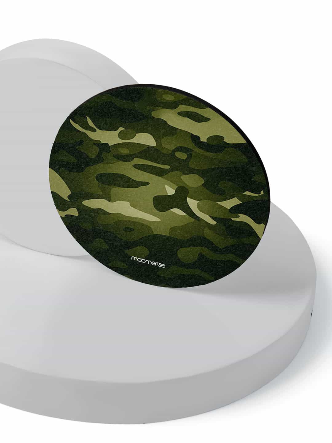 

macmerise pack Of 6 Green Camo Army Green Printed Circular Coasters