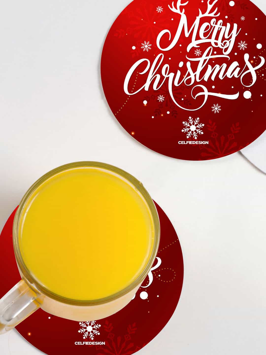 

macmerise Pack Of 6 Red & White Merry Christmas Printed Coasters