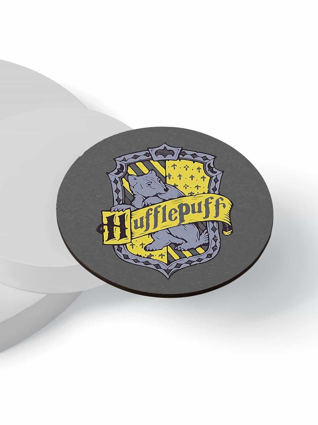 

macmerise Pack Of 6 Grey Crest Hufflepuff Designed Printed Circular Coasters