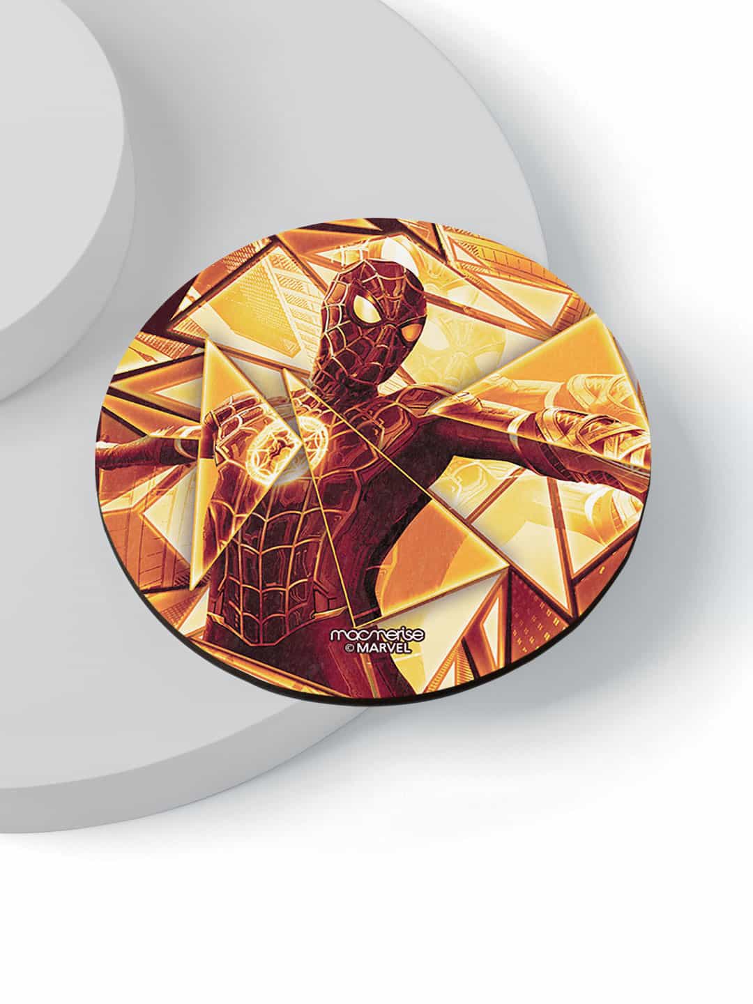 

macmerise Pack Of 6 Yellow Printed Shattered Dimension Spidey Designed Circular Coasters