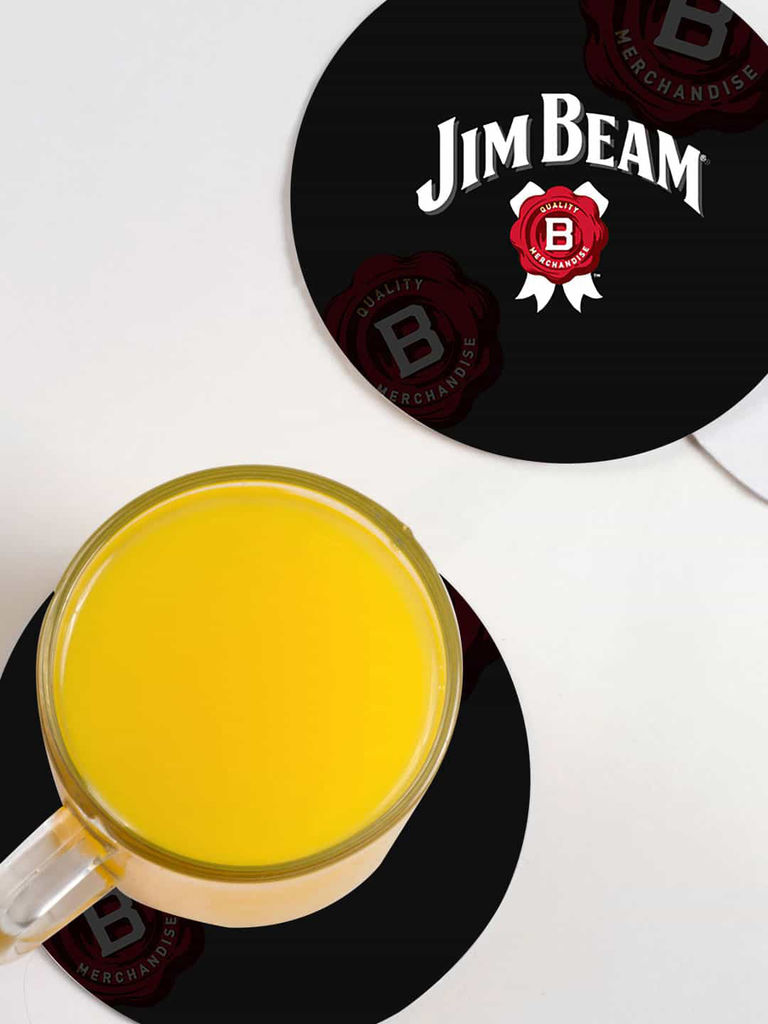 

macmerise pack of 6 Black Printed Jim Beam Classic Designed Circular Coasters