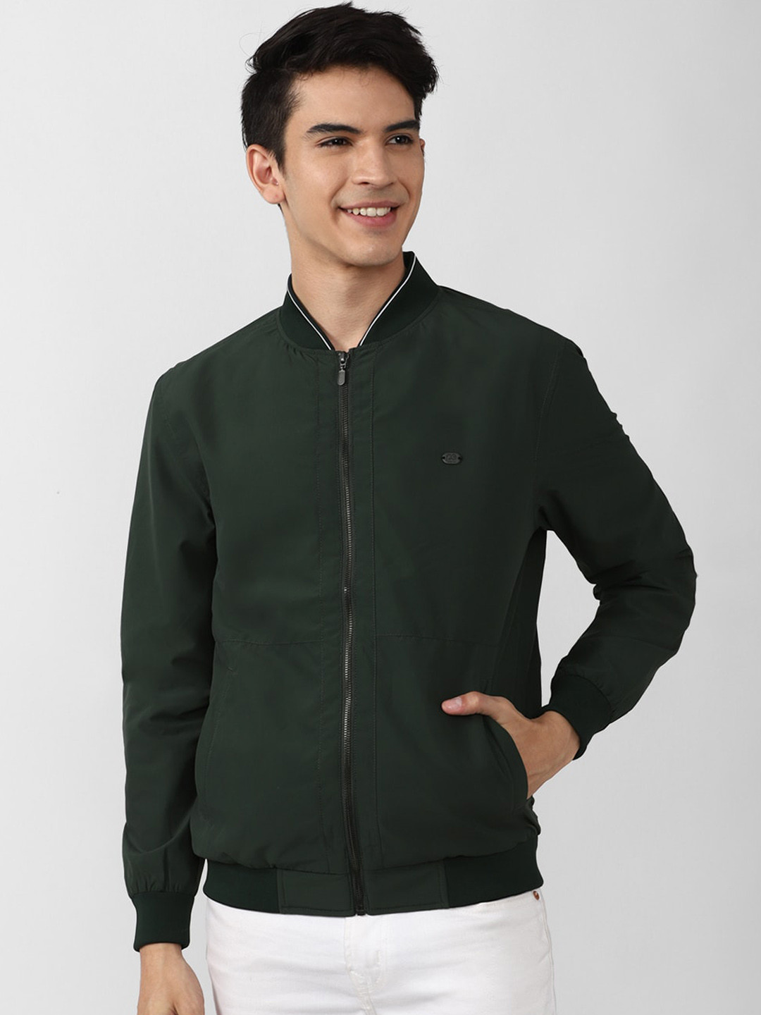 

Peter England Casuals Men Olive Green Bomber Jacket