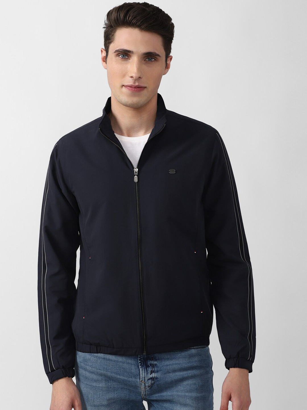 

Peter England Casuals Men Navy Blue Pure Cotton Bomber Jacket