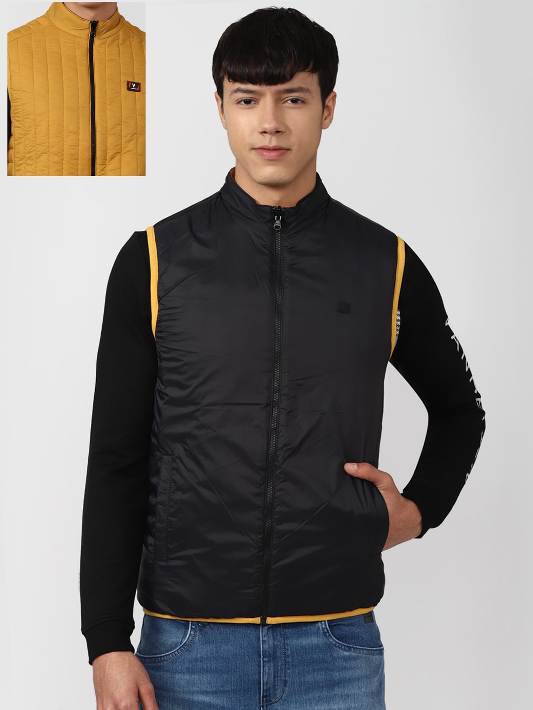 

Van Heusen Sport Men Black & Yellow Reversible Bomber Jacket