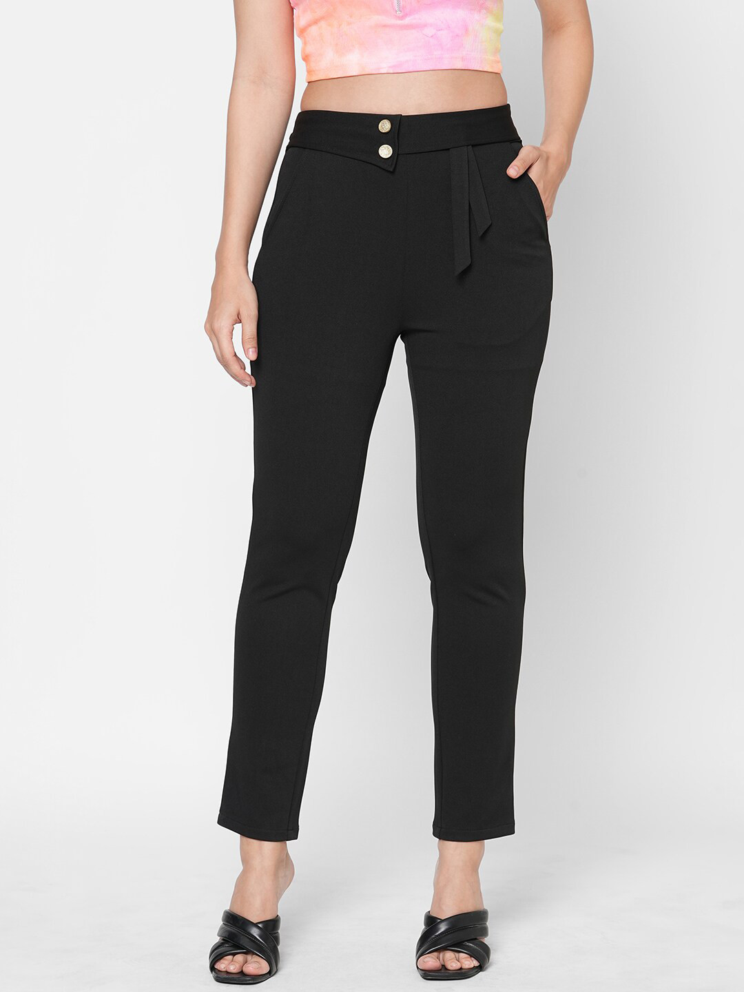 

MISH Women Black Smart Skinny Fit Wrinkle Free Trouser