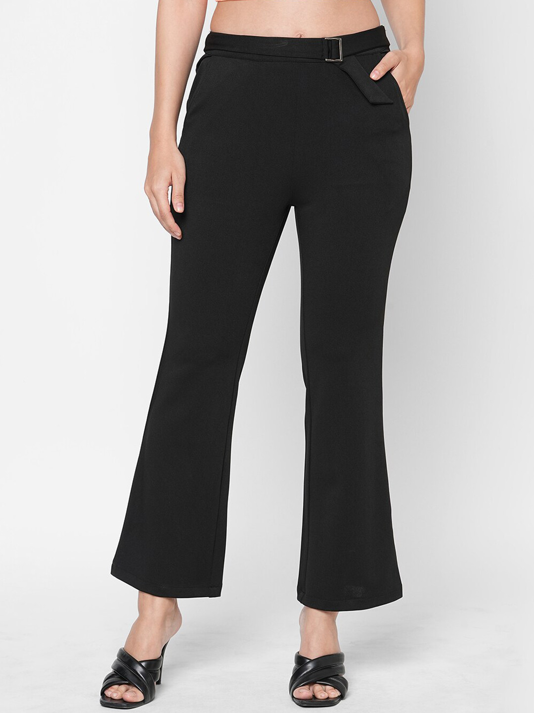 

MISH Women Black Smart Wrinkle Free Trouser