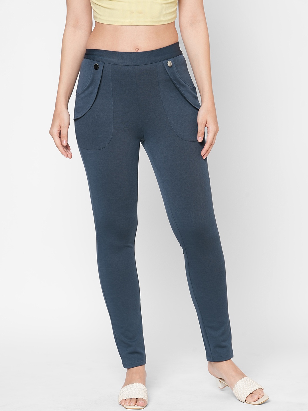 

MISH Women Smart Skinny Fit Wrinkle Free Trouser, Navy blue