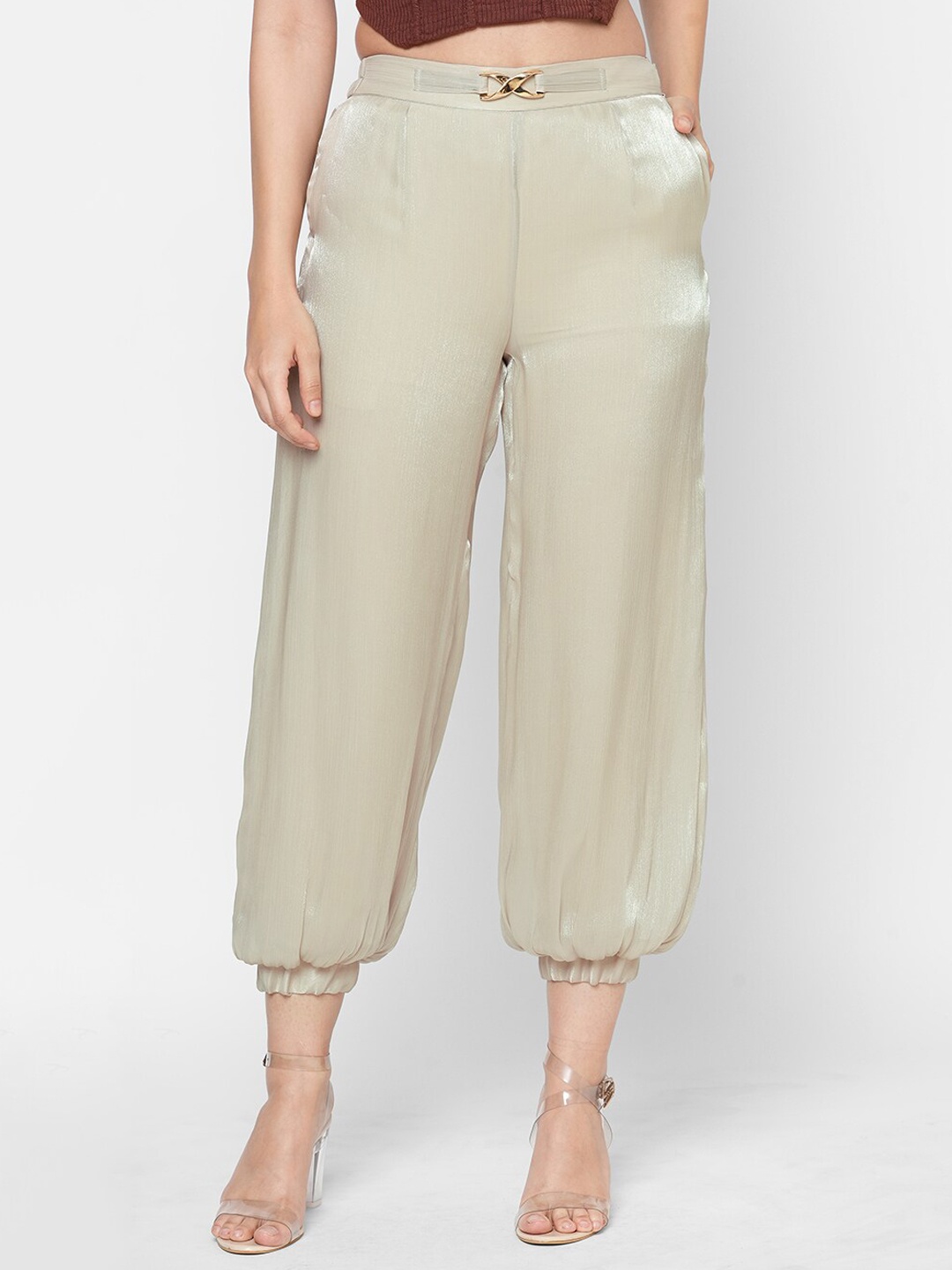 

MISH Women Beige Smart Sheen Loose Fit Joggers