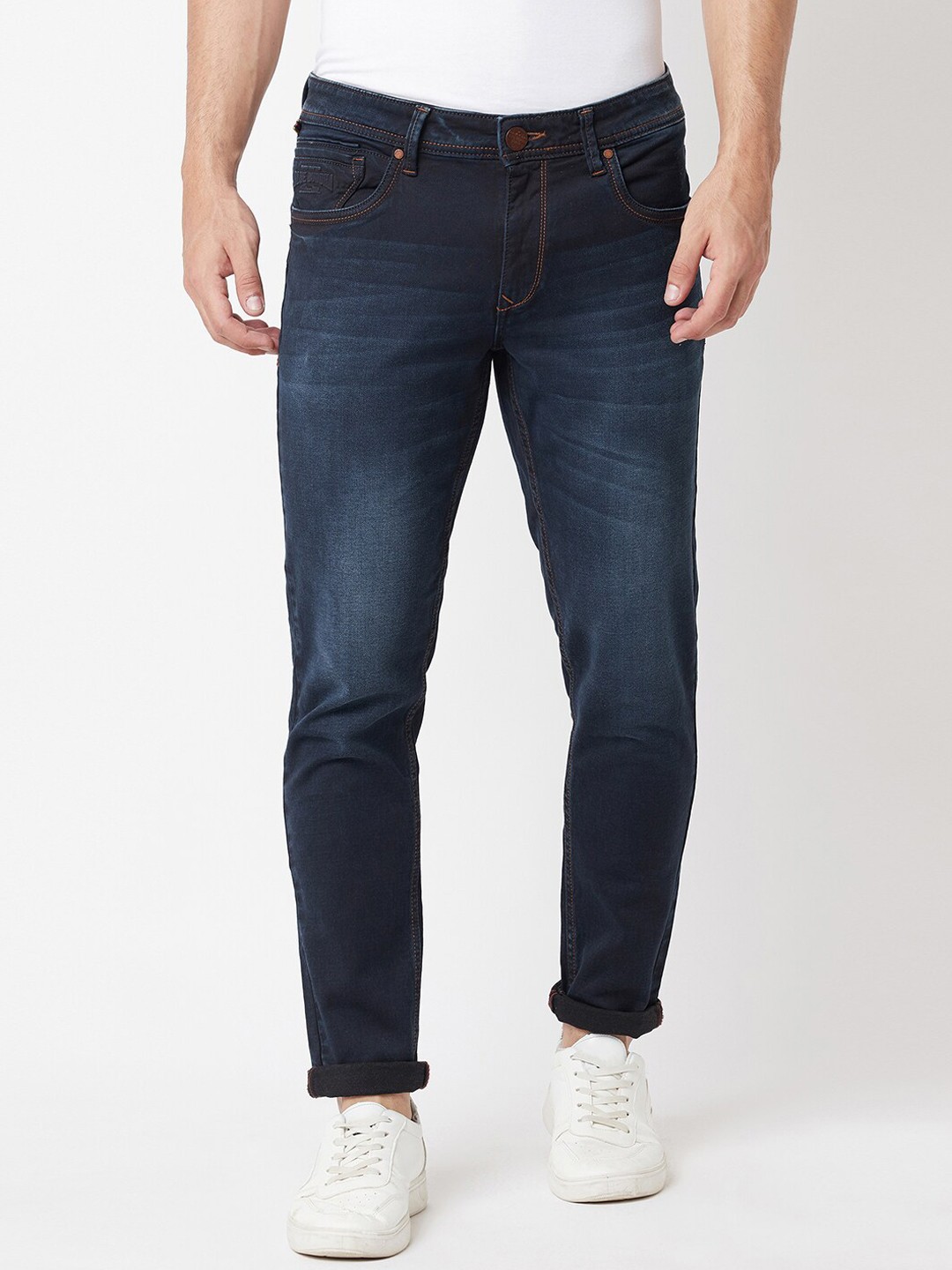 

Blue Buddha Men Navy Blue Light Fade Stretchable Cotton Jeans