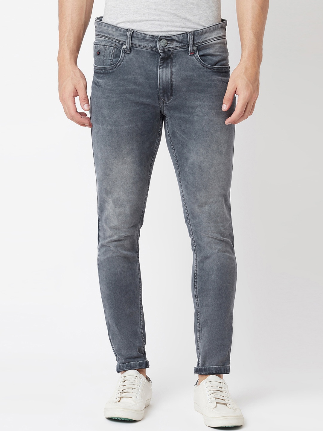 

Blue Buddha Men Grey Mildly Distressed Heavy Fade Stretchable Cotton Jeans