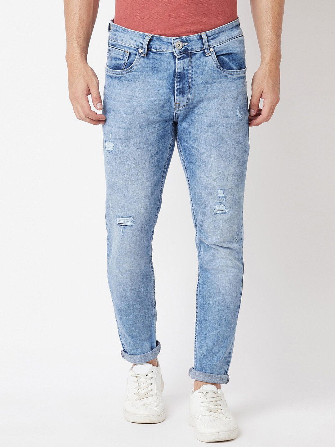 

Blue Buddha Men Blue Mildly Distressed Heavy Fade Stretchable Cotton Jeans