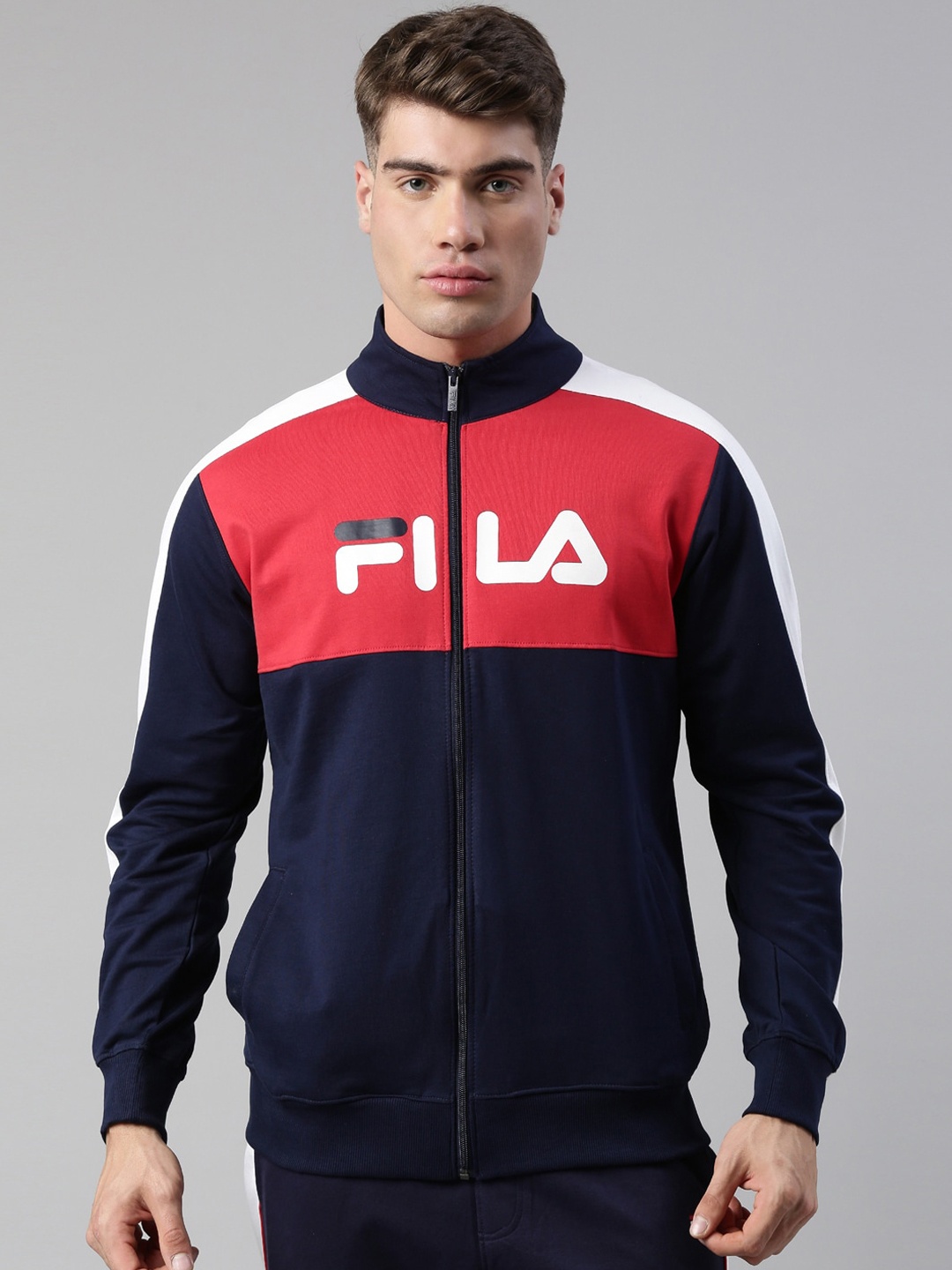 

FILA Men Blue Red Colourblocked Junaid Jkt Sporty Jacket