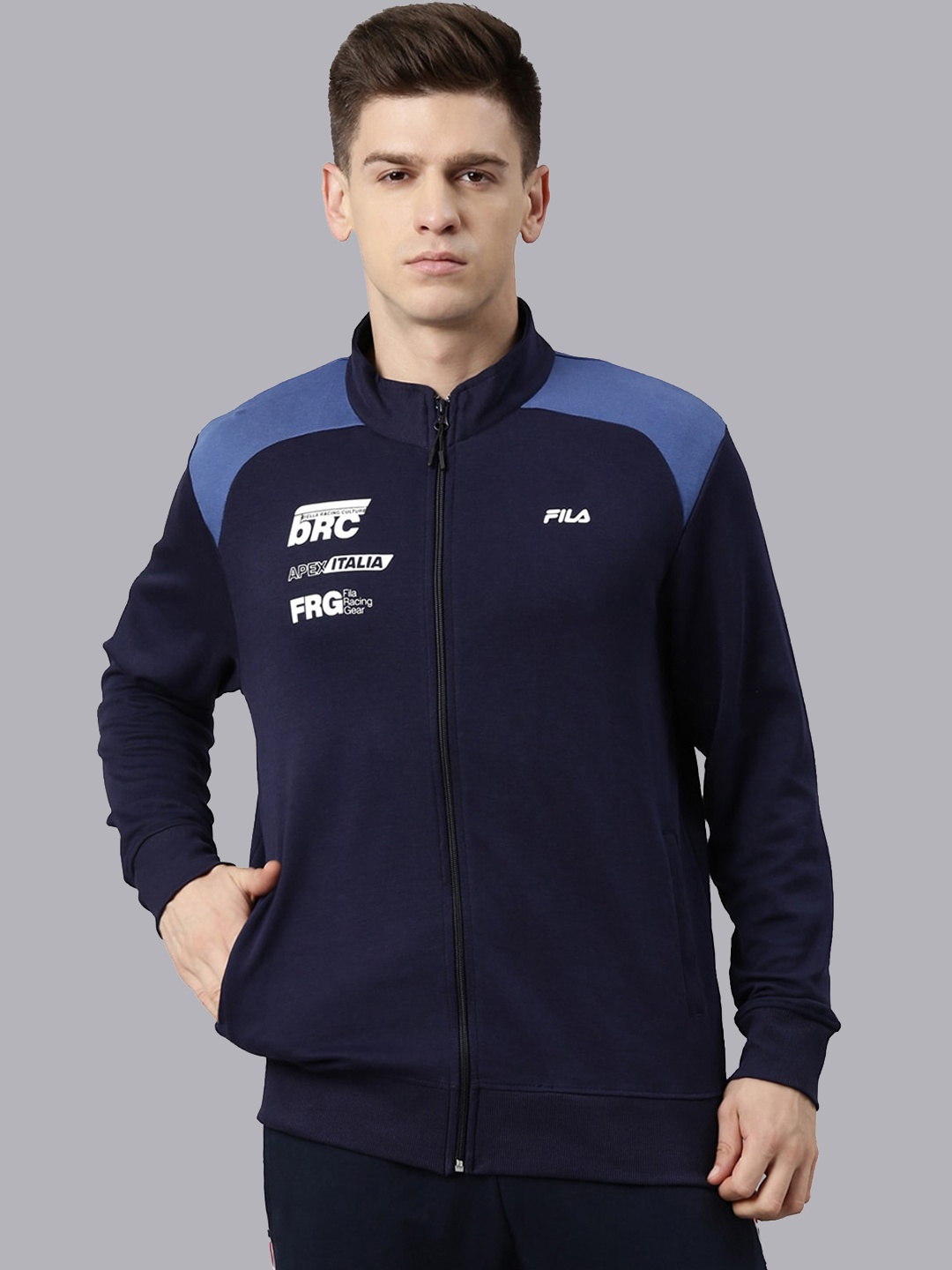 

FILA Men Blue Colourblocked Sporty Jacket