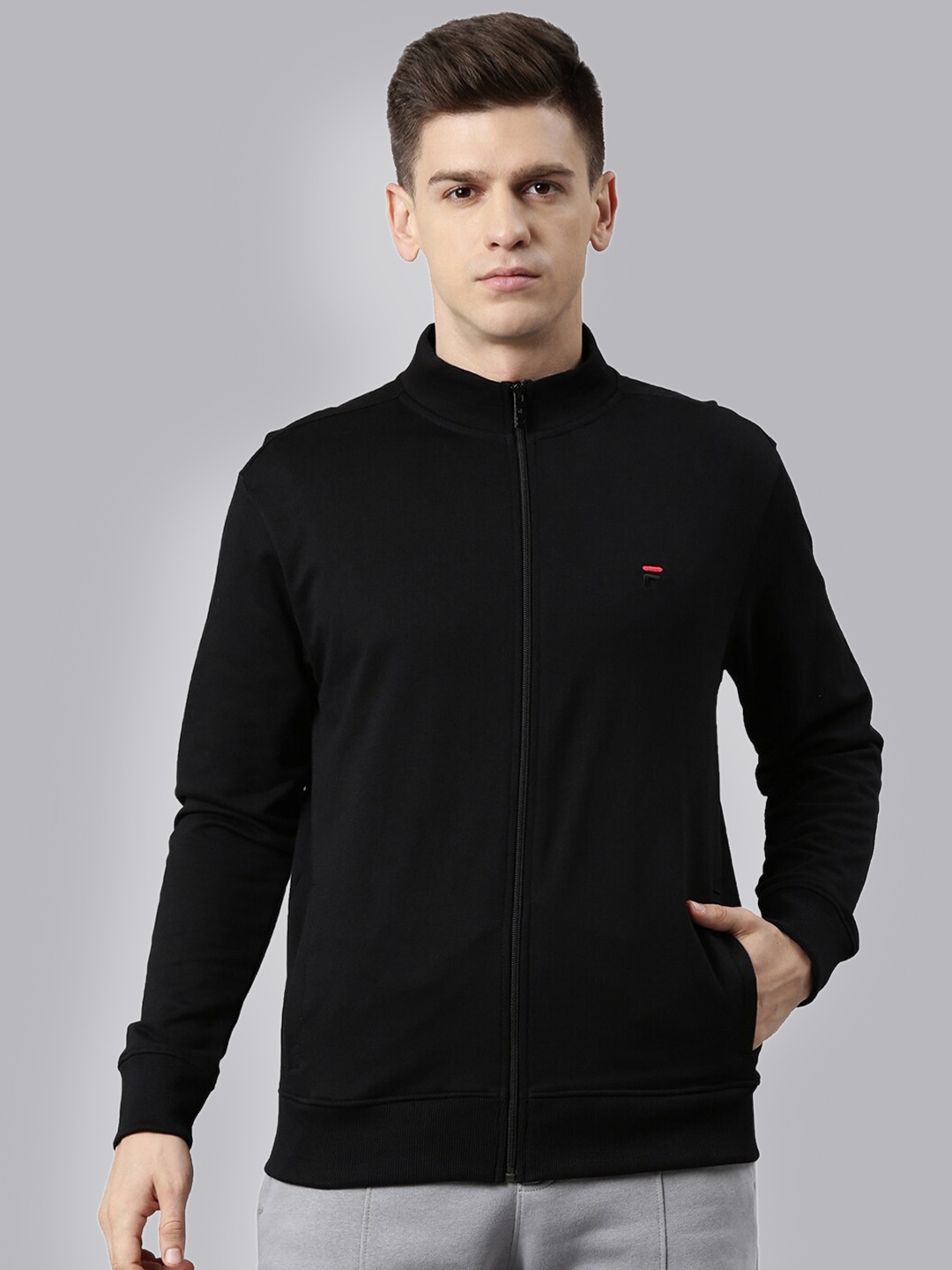 

FILA Men Black Cotton Sporty Jacket