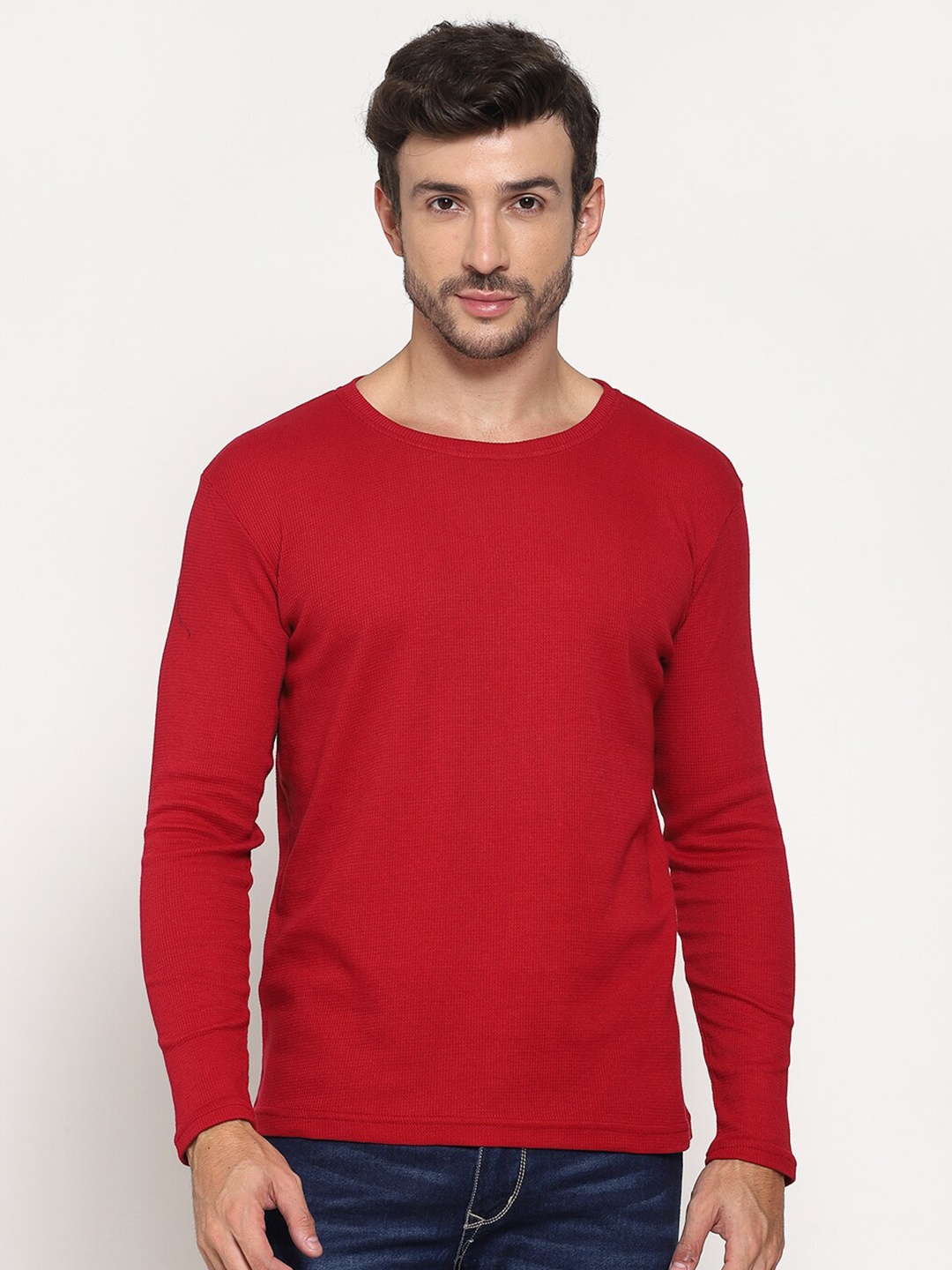 

PAUSE SPORT Men Red Solid Pullover