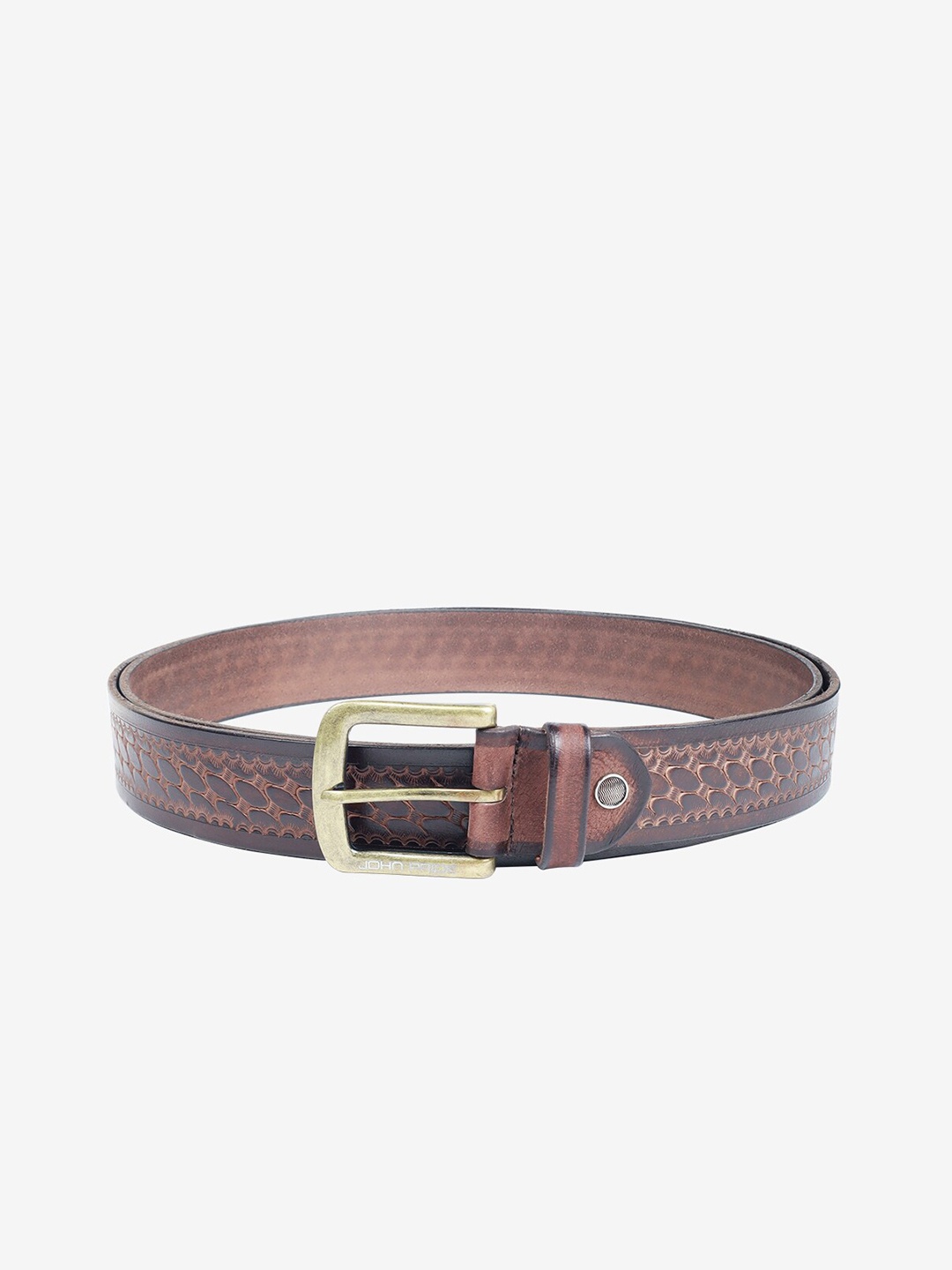 

John Pride Men Plus Size Brown Textured Leather Belt