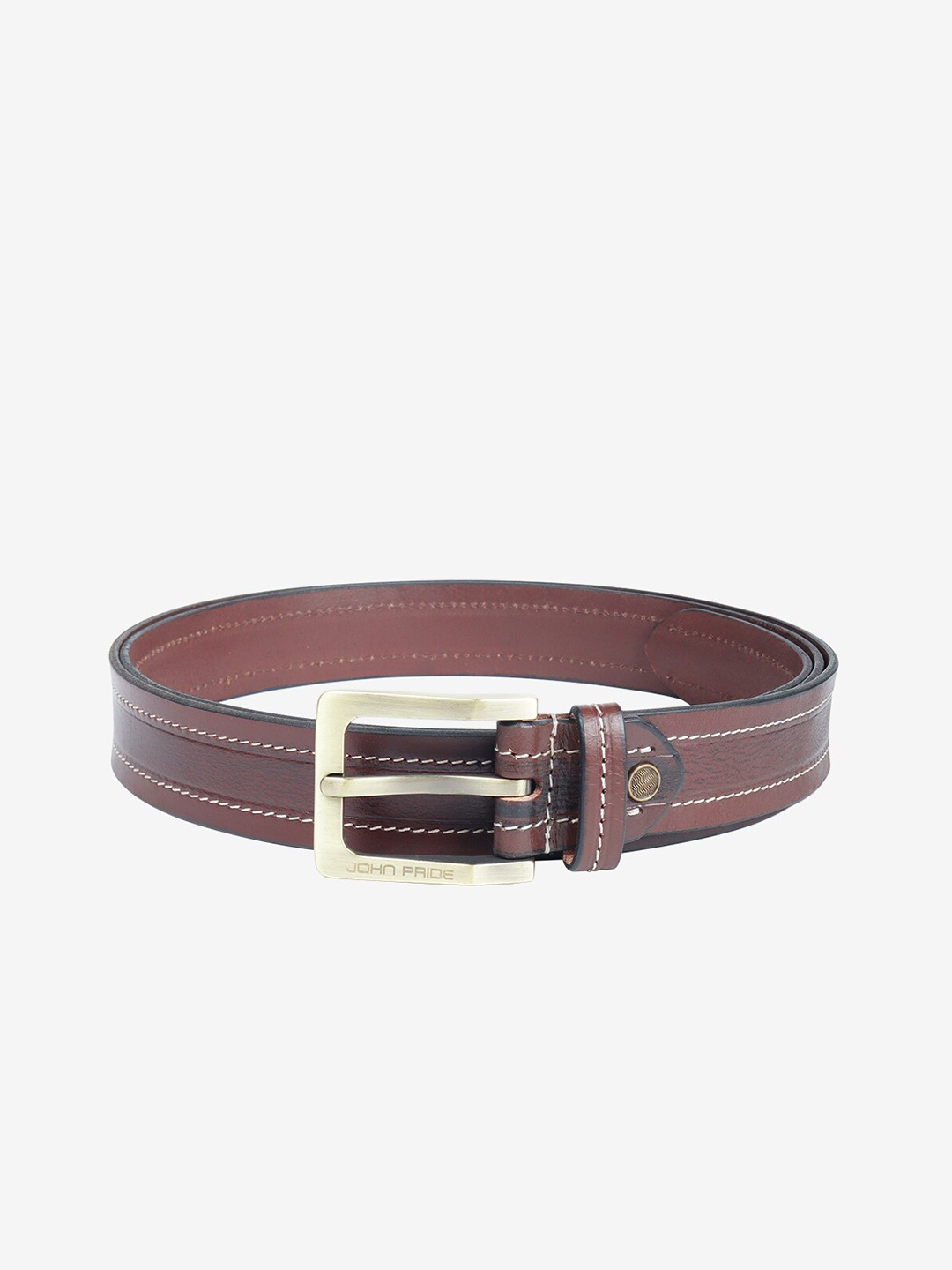 

John Pride Men Plus Size Brown Textured Leather Belt