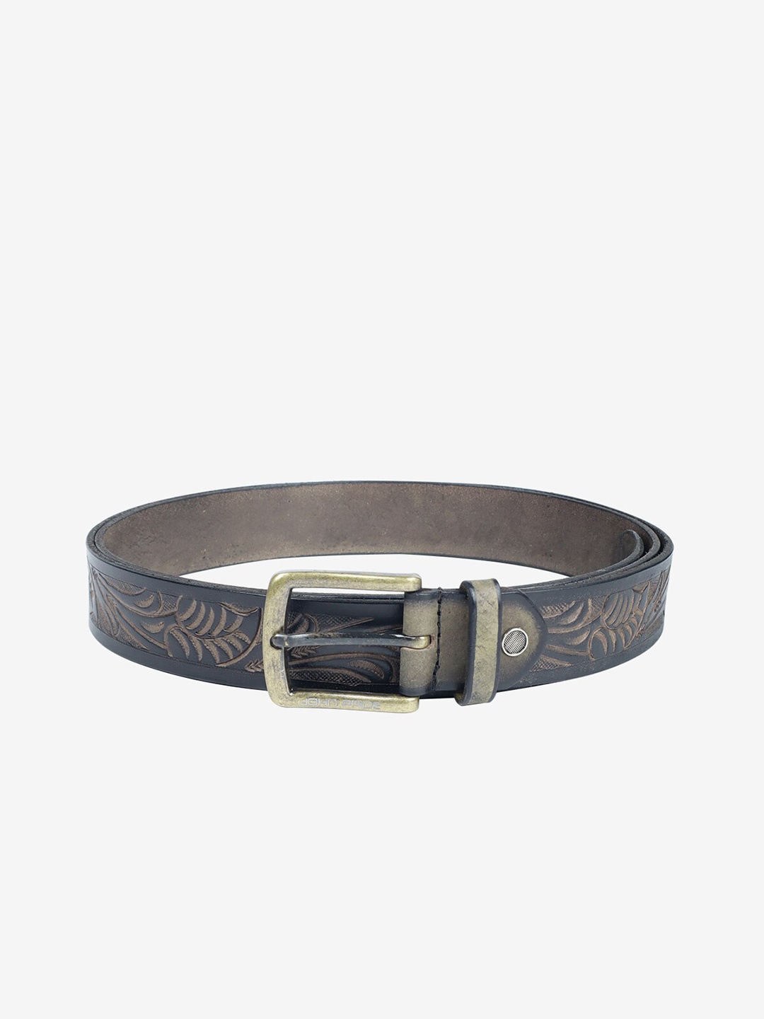 

John Pride Men Plus Size Grey Textured Leather Belt