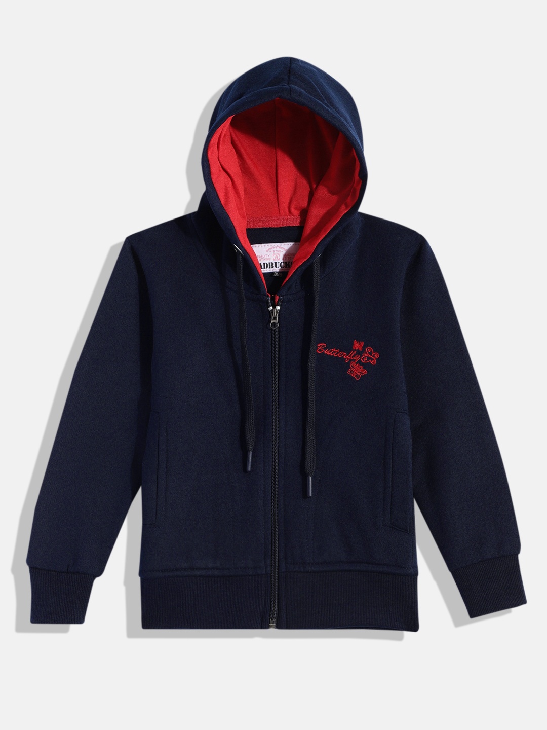 

ADBUCKS Girls Hooded Sweatshirt with Embroidered Detail, Navy blue