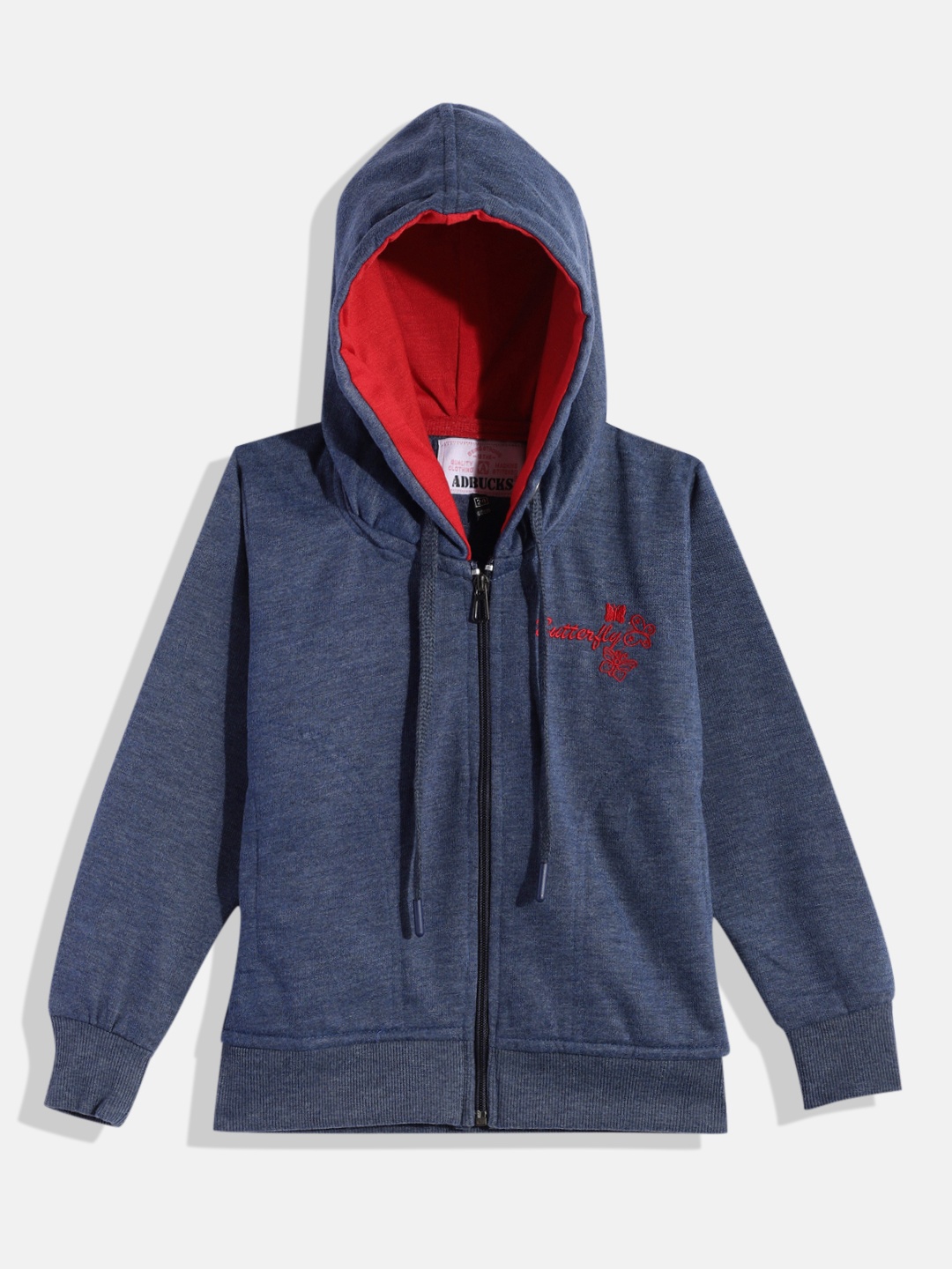 

ADBUCKS Girls Hooded Sweatshirt with Embroidered Detail, Blue