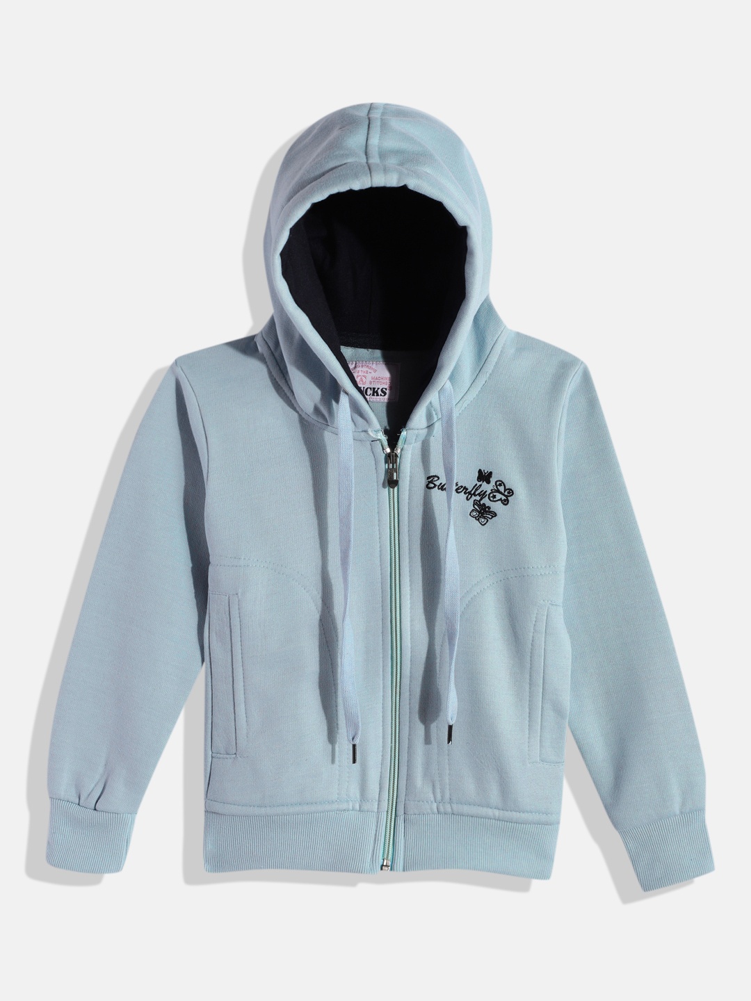 

ADBUCKS Girls Hooded Sweatshirt with Embroidered Detail, Blue